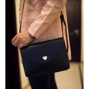 Korean Style Women's Crossbody Bag With Solid Color and Heart Shape Design